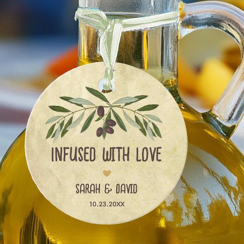 Rustic Olive Oil Infused with Love Wedding Favor Tags