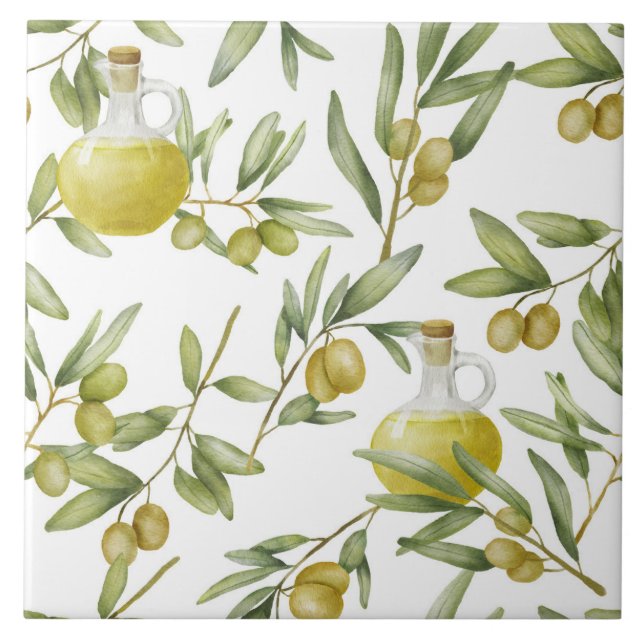 Rustic Olive Oil Pattern  Ceramic Tile (Front)