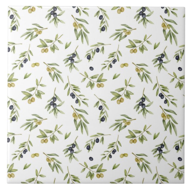 Rustic Olive Oil Pattern  Ceramic Tile (Front)