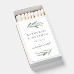 Rustic Olive Watercolor Foliage Wedding Matchboxes
