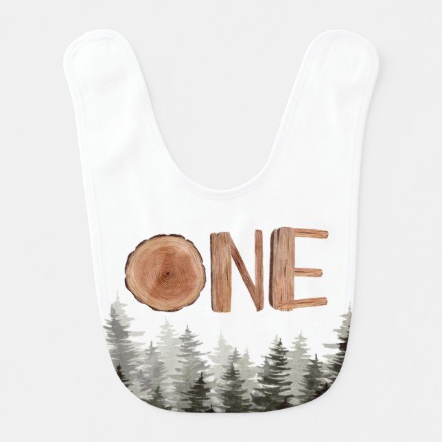 Rustic One 1st Birthday  Baby Bib (Front)