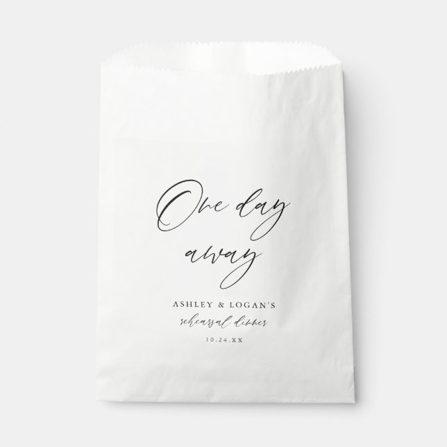 Rustic One Day Away Wedding Rehearsal Dinner  Favor Bag (Front)