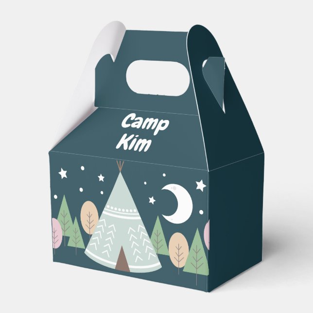 Rustic one happy camper 1st birthday  favor boxes (Front Side)