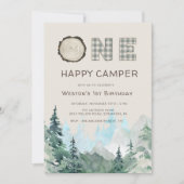 Rustic One Happy Camper Birthday Invitation (Front)
