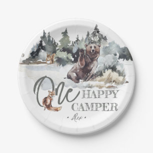 Rustic One Happy Camper Birthday Party Paper Plates
