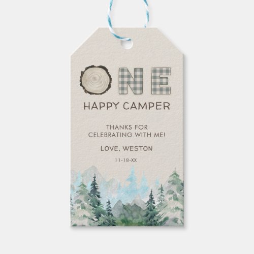 Rustic One Happy Camper Favor Gift Tags