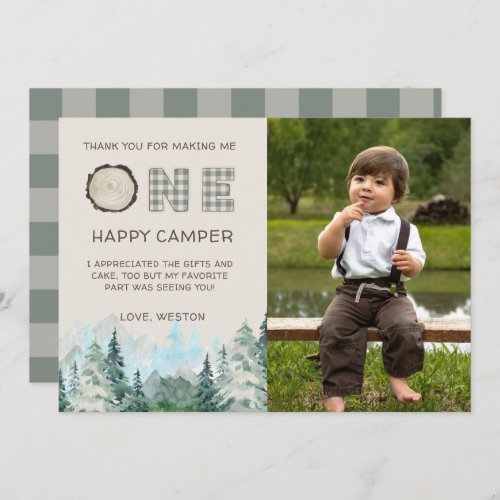 Rustic One Happy Camper Thank You Cards