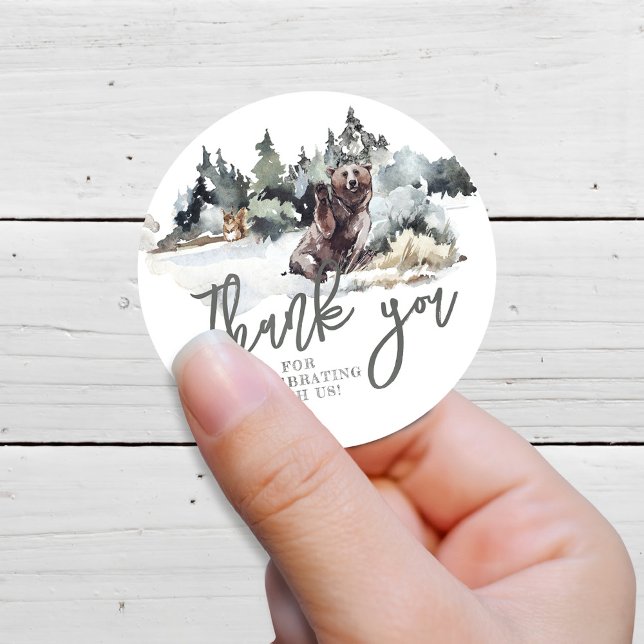 Rustic One Happy Camper Thank you Classic Round Sticker (Creator Uploaded)