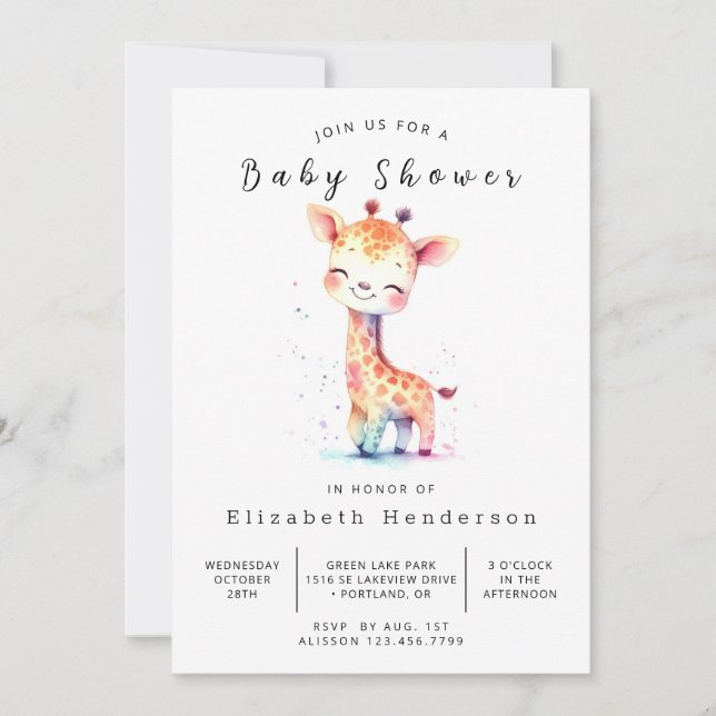 Rustic Online Giraffe Baby Shower Invitation (Front)
