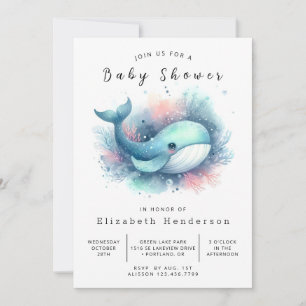 Rustic Online Whale Baby Shower Invitation