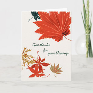 Rustic Orange and Gold Give Thanks Thanksgiving Card