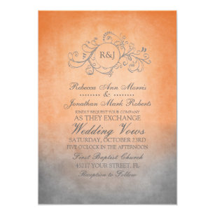 Orange And Gray Wedding Invitations 1