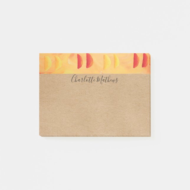 Rustic Orange and Lemons Citrus Personalized Post-it Notes (Front)
