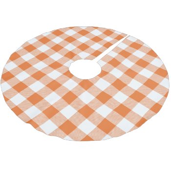 Rustic Orange And White Buffalo Check Plaid Brushed Polyester Tree Skirt by cardeddesigns at Zazzle