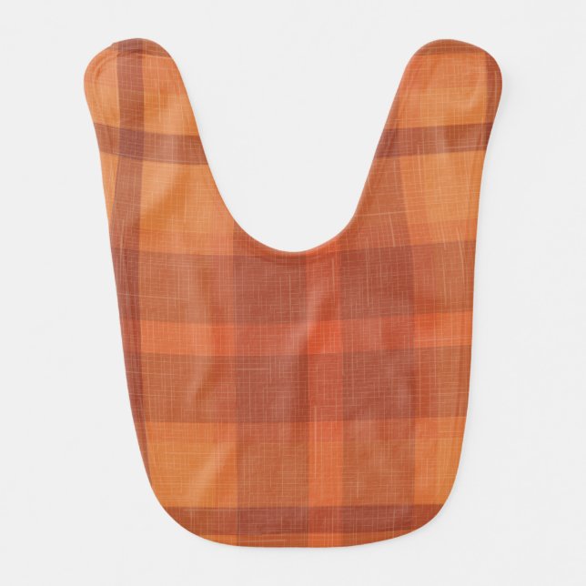 Rustic Orange Autumn  Fall Plaid Tartan  Baby Bib (Front)