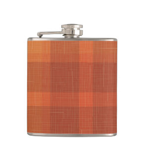 Rustic Orange Autumn  Fall Plaid Tartan  Flask