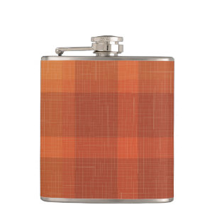 Rustic Orange Autumn Fall Plaid Tartan Flask