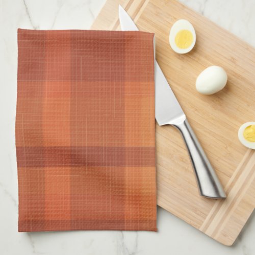 Rustic Orange Autumn  Fall Plaid Tartan  Kitchen Towel