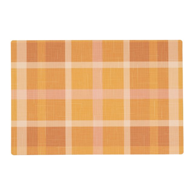 Rustic Orange Autumn  Fall Plaid Tartan  Placemat (Front)