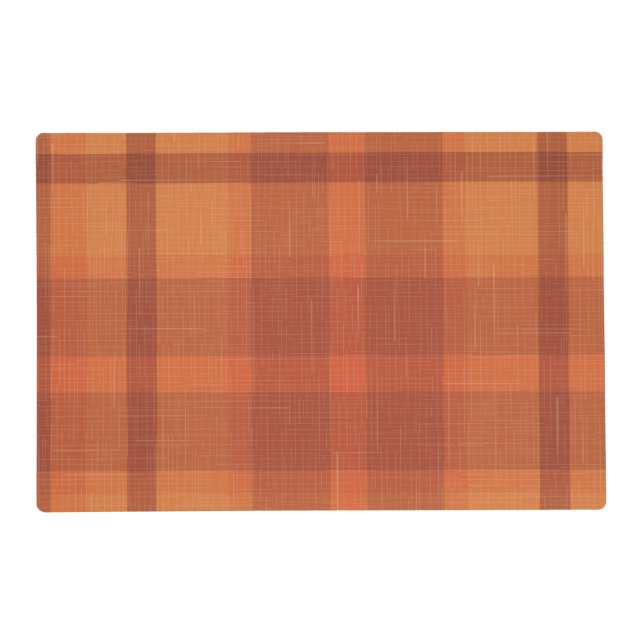 Rustic Orange Autumn  Fall Plaid Tartan  Placemat (Front)