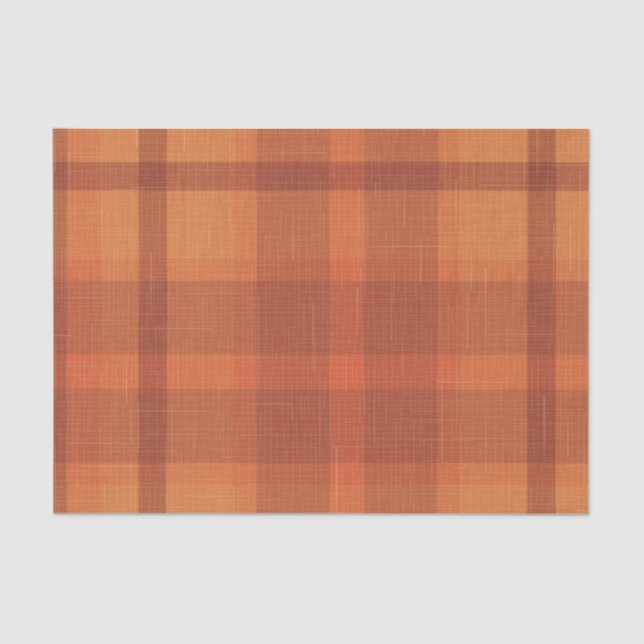 Rustic Orange Autumn  Fall Plaid Tartan Tissue Paper (Front)