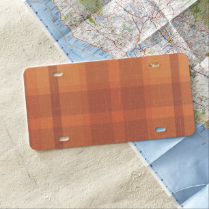 Rustic Orange Autumn  Fall Plaid Tartan Wrapping P License Plate