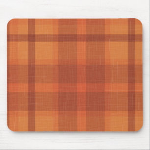 Rustic Orange Autumn  Fall Plaid Tartan Wrapping P Mouse Pad