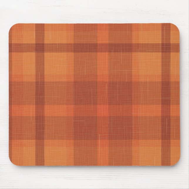 Rustic Orange Autumn  Fall Plaid Tartan Wrapping P Mouse Pad (Front)