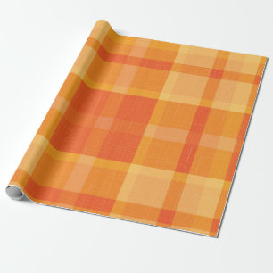 Rustic Orange Autumn  Fall Plaid Tartan Wrapping P Paper
