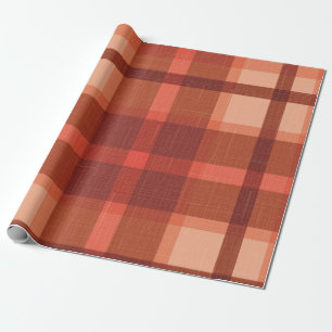 Rustic Orange Autumn Fall Plaid Tartan Wrapping P Paper