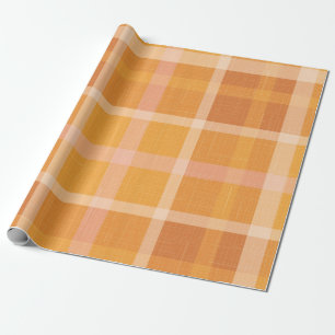 Rustic Orange Autumn Fall Plaid Tartan Wrapping P Paper