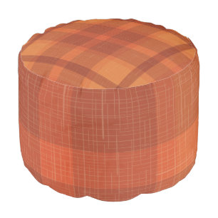 Rustic Orange Autumn Fall Plaid Tartan Wrapping P Pouf
