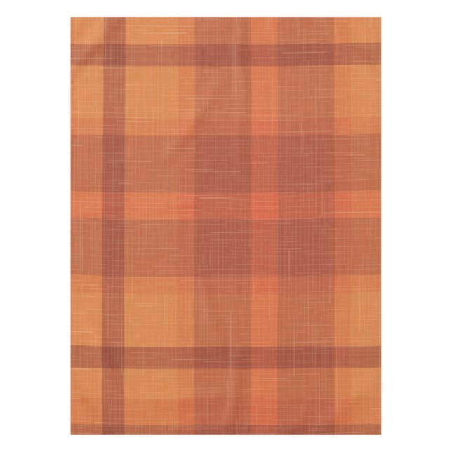Rustic Orange Autumn  Fall Plaid Tartan Wrapping P Tablecloth (Front)