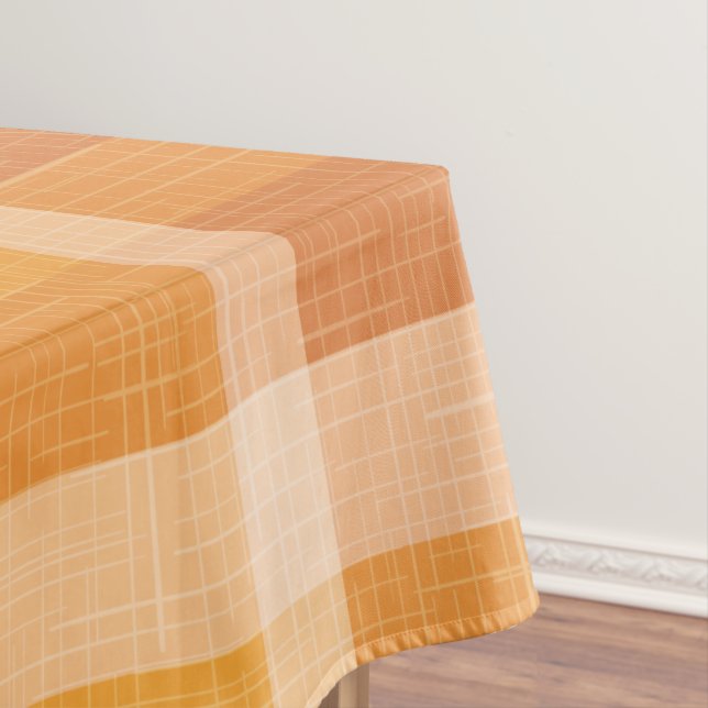 Rustic Orange Autumn  Fall Plaid Tartan Wrapping P Tablecloth (In Situ)
