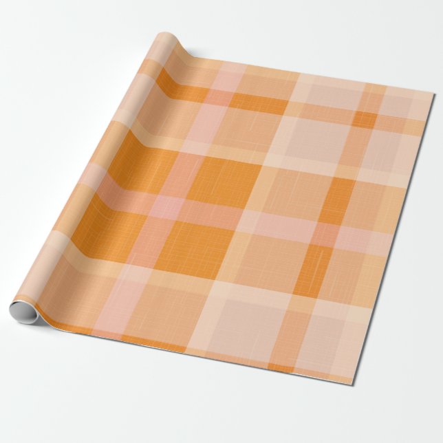 Rustic Orange Autumn  Fall Plaid Tartan  Wrapping  Paper (Unrolled)