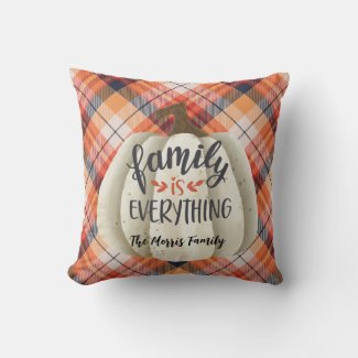 Rustic Orange Autumn Plaid Watercolor Pumpkin