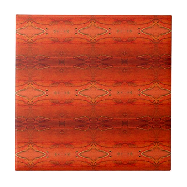 Rustic Orange Aztec Pattern Tile (Front)