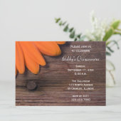 Rustic Orange Barn Wood Daisy Quinceanera Party Invitation (Standing Front)