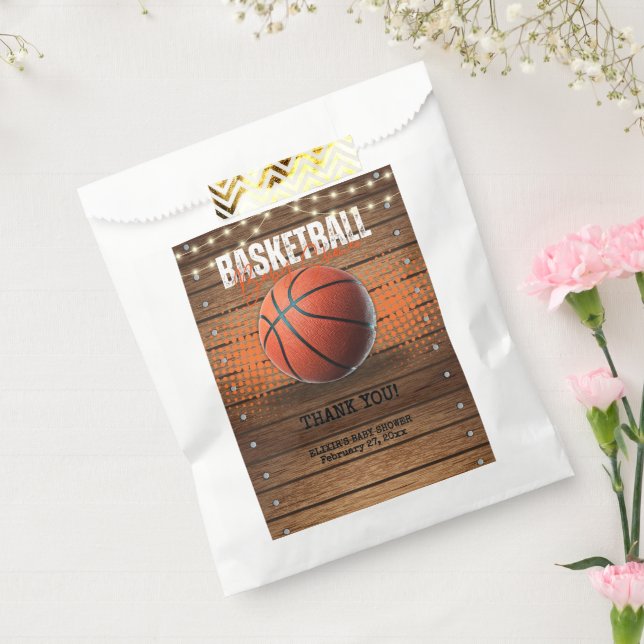 Rustic Orange Basketball Baby Shower Favor Bag (Sealed)