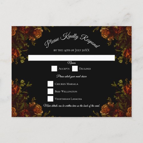 Rustic Orange Black Elegant Wedding Invitation