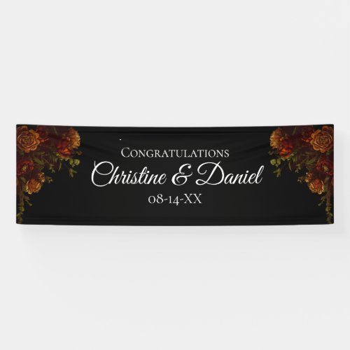 Rustic Orange Black Elegant Wedding Invitation Banner