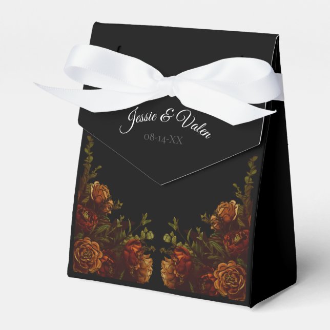 Rustic Orange Black Elegant Wedding Invitation Favor Boxes (Front Side)