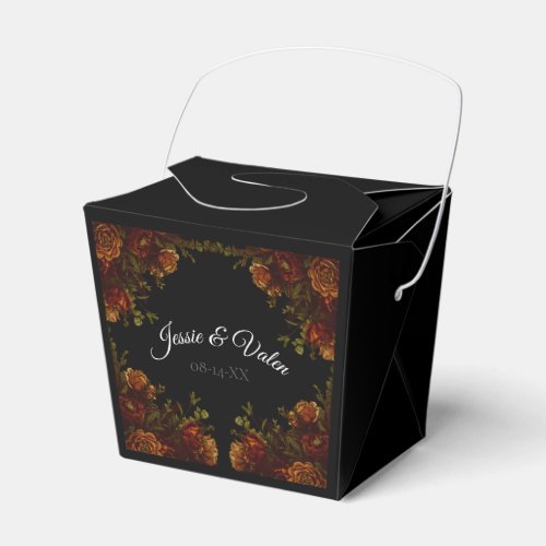 Rustic Orange Black Elegant Wedding Invitation Favor Boxes