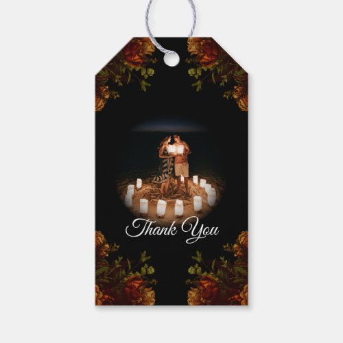 Rustic Orange Black Elegant Wedding Invitation Gift Tags