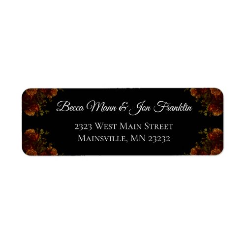 Rustic Orange Black Elegant Wedding Invitation Label