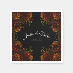Rustic Orange Black Elegant Wedding Invitation Napkins