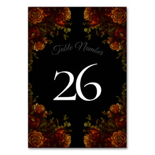 Rustic Orange Black Elegant Wedding Invitation Table Number