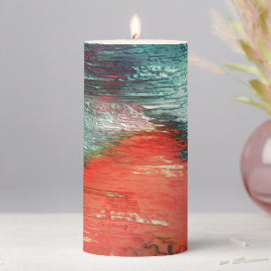 Rustic orange blue texture with seaside shape pillar candle