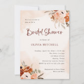 Rustic Orange Boho Watercolor Blush Bridal Shower Invitation (Front)