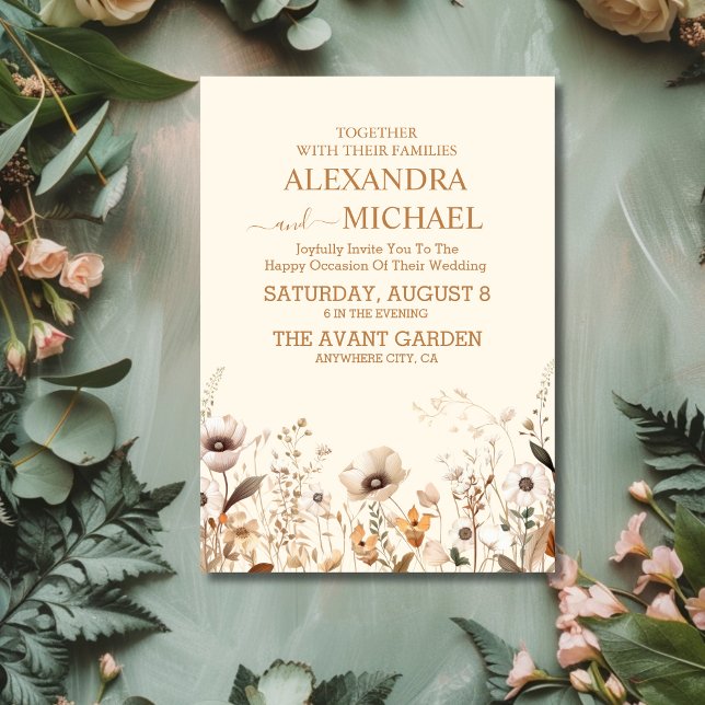 Rustic Orange Boho Watercolor Blush Wedding Invitation (Creator Uploaded)